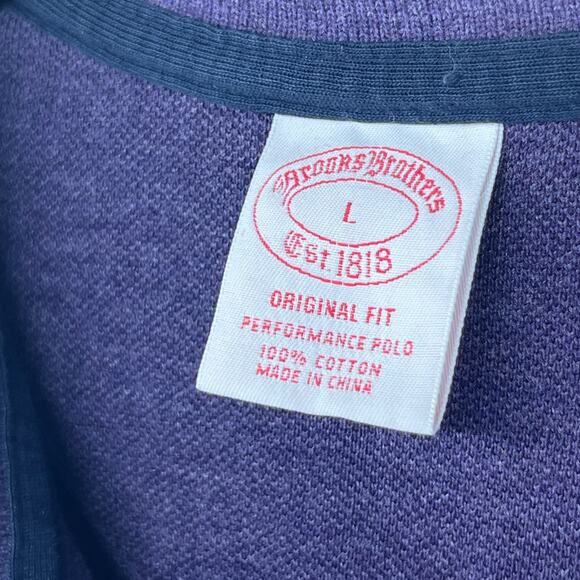 BROOKS BROTHERS Shirt Mens L 1818 Performance Polo Golf Pique Cotton Purple - Picture 5 of 14
